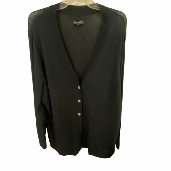 Avenue Black V Neck Cardigan Abalone Buttons 22/24 - Picture 1 of 9